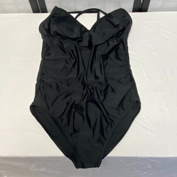 Flounce Ruffle V-Neck One Piece Maternity Swimsuit by Ingrid & Isabel Black NWT - Picture 5 of 11